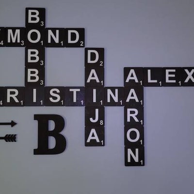 5x5 Large Scrabble Tiles Wall Art, Family Scramble Letters Sign, Wood ...
