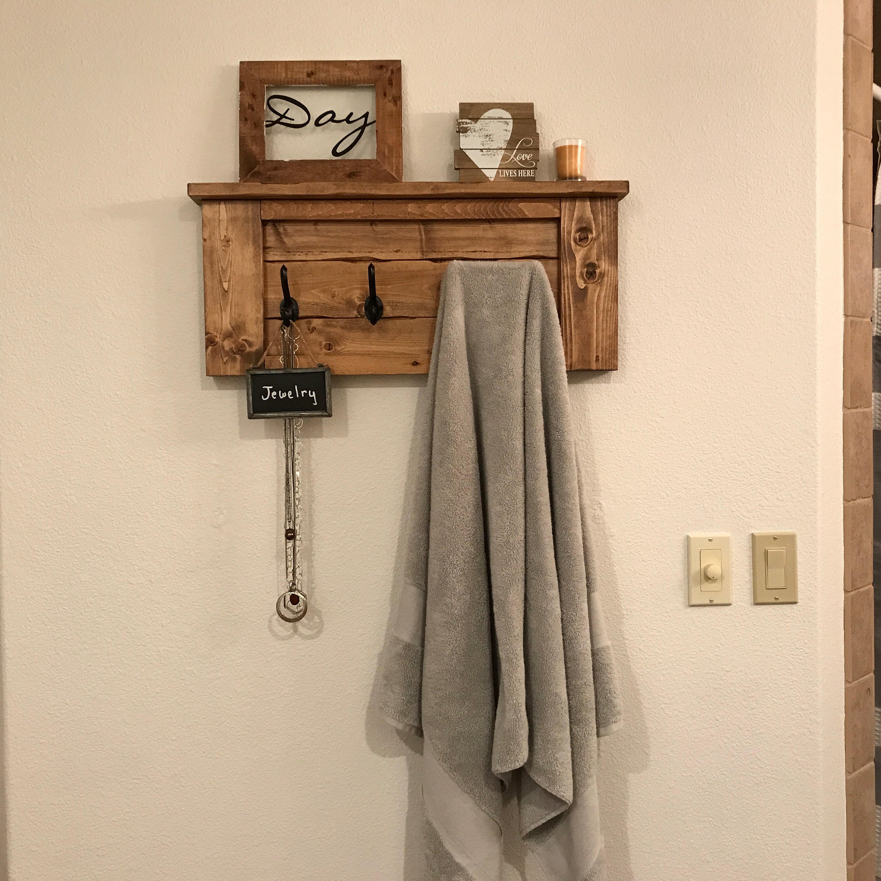 Rustic Wooden Entryway Walnut Coat Rack, Entryway Coat Rack Hooks 