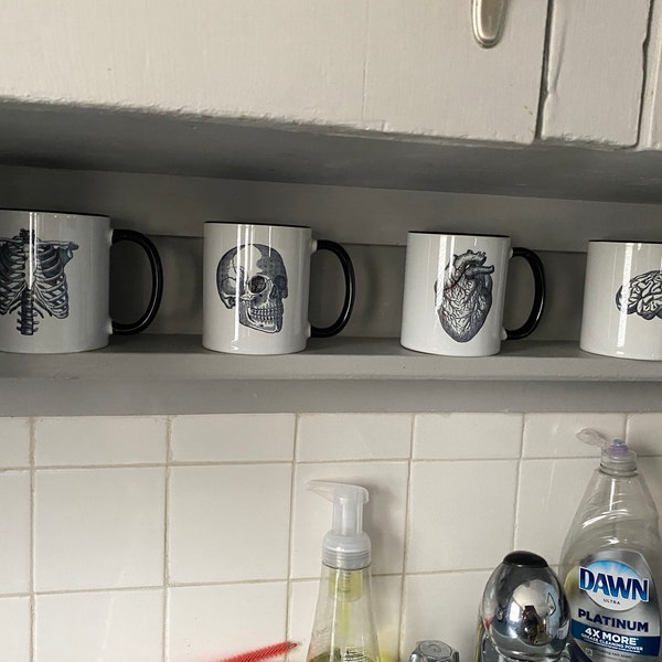 Human Anatomy Mugs Cup Gift Set Black White Anatomical Heart Medical ...