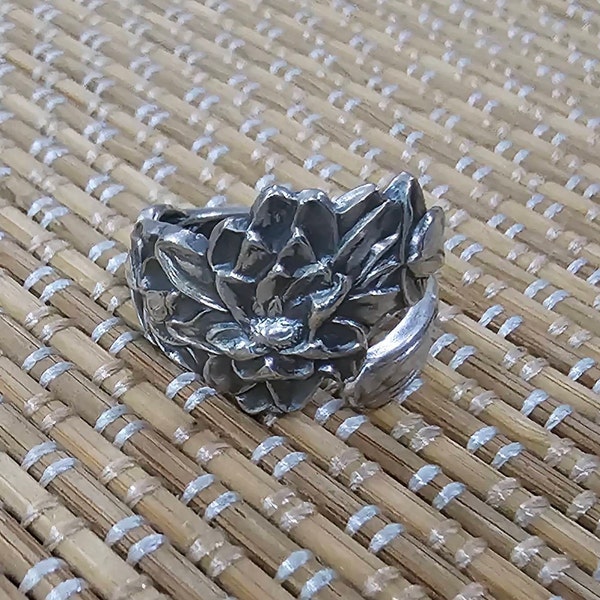 Yellow Jasmine Sterling Spoon Ring, Art Nouveau Spoon Ring, Floral ...