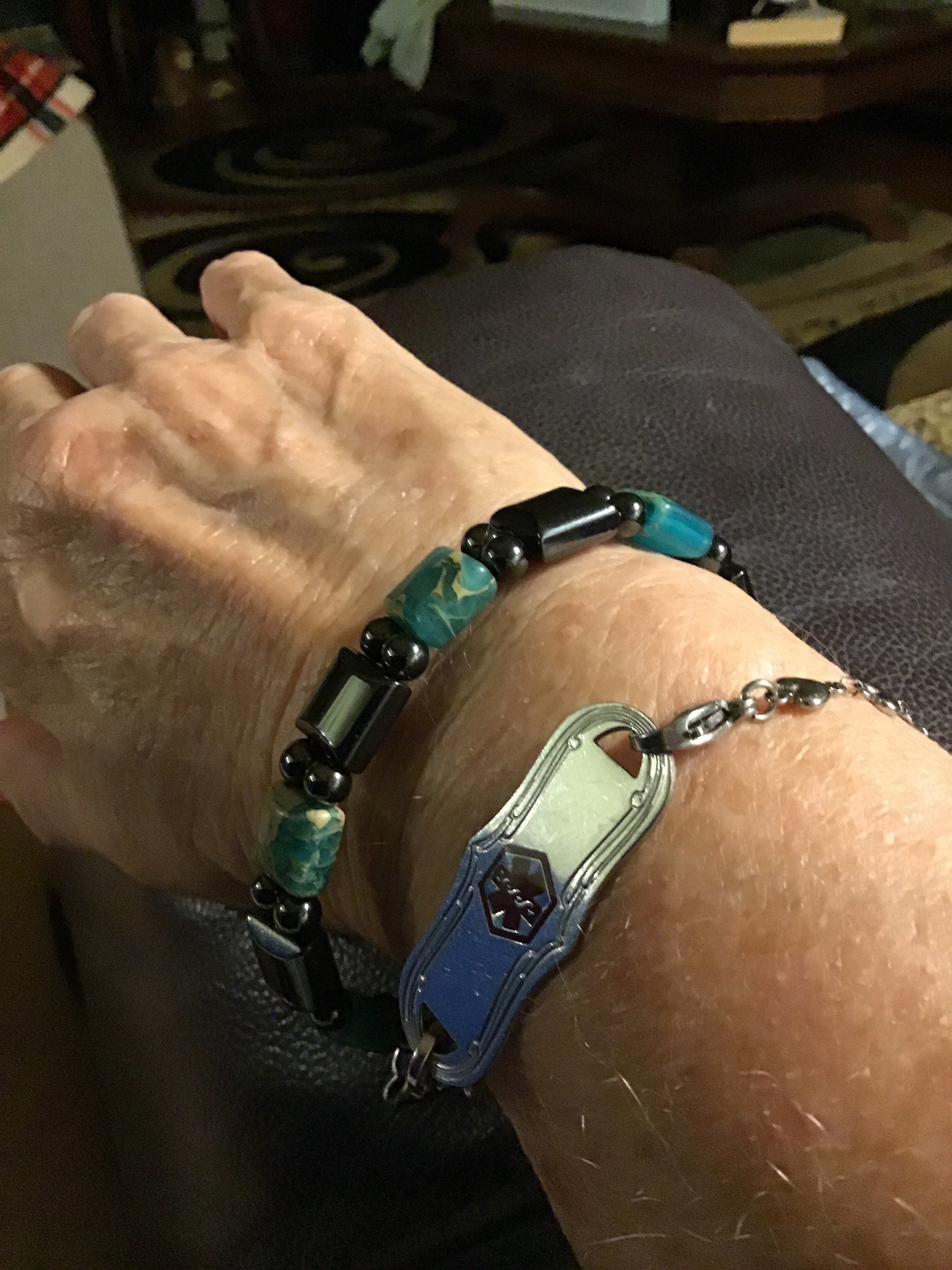 Therapy Bracelet, Hematite and Impression Jasper Bracelet