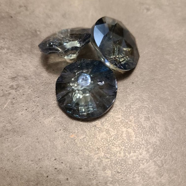 Faceted Round Crystal Buttons, 2 Sizes in 20mm or 25mm, 8 Colors ...