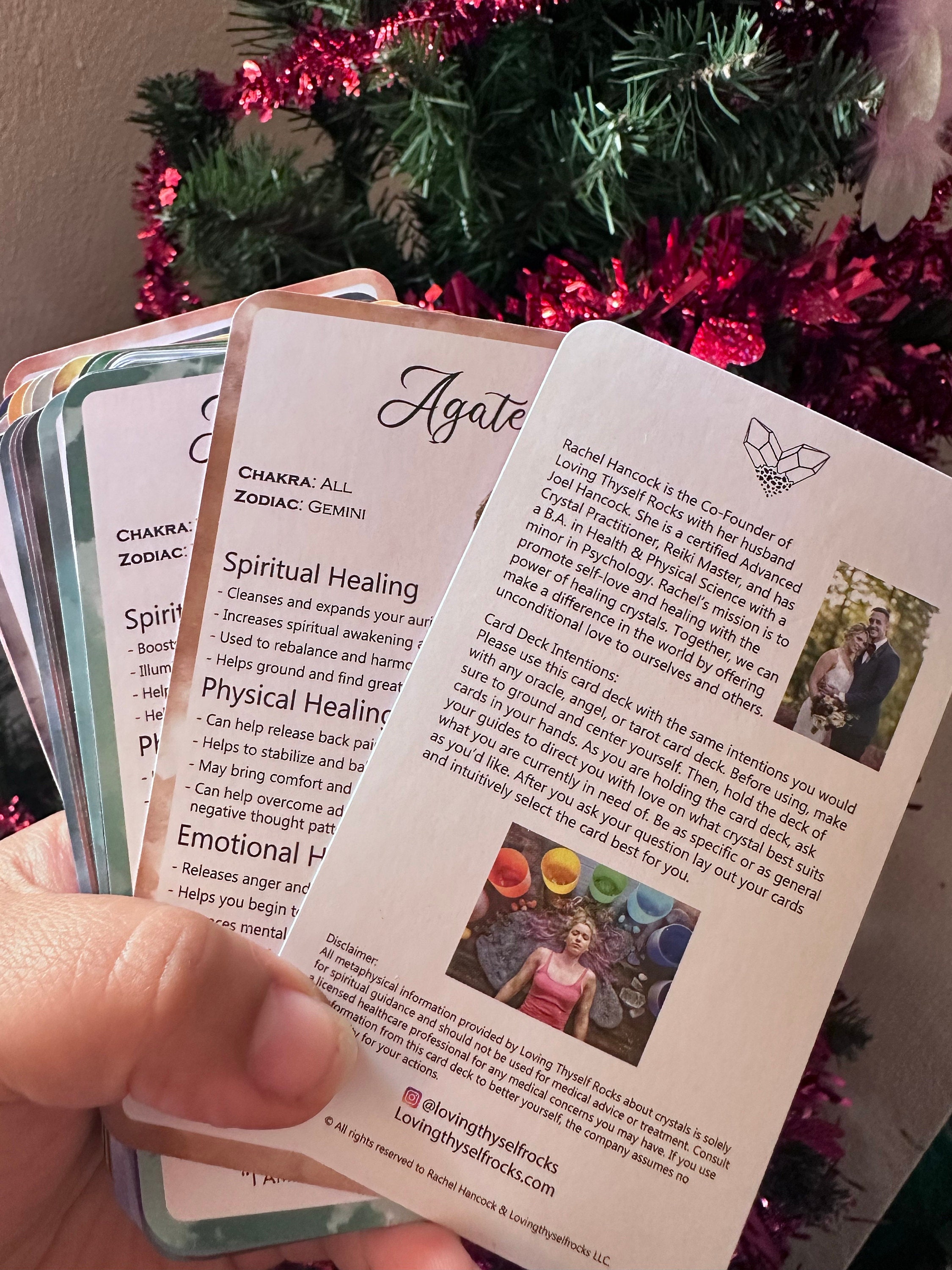 Intuitive 60 Card Crystal Deck - Made By Rachel - Healing Information Cards- Used like Tarot, Oracle or Angel Cards