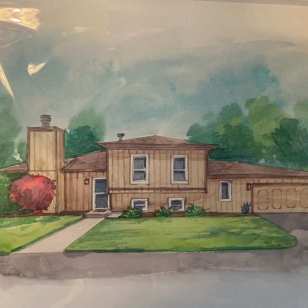 Multiple House Portrait — Watercolor House Portrait From Photo — Home ...