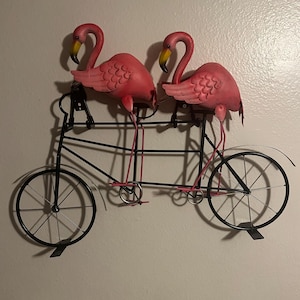 Pink Flamingo Garden Statue - Tandem Bicycle Outdoor Decoration - Etsy