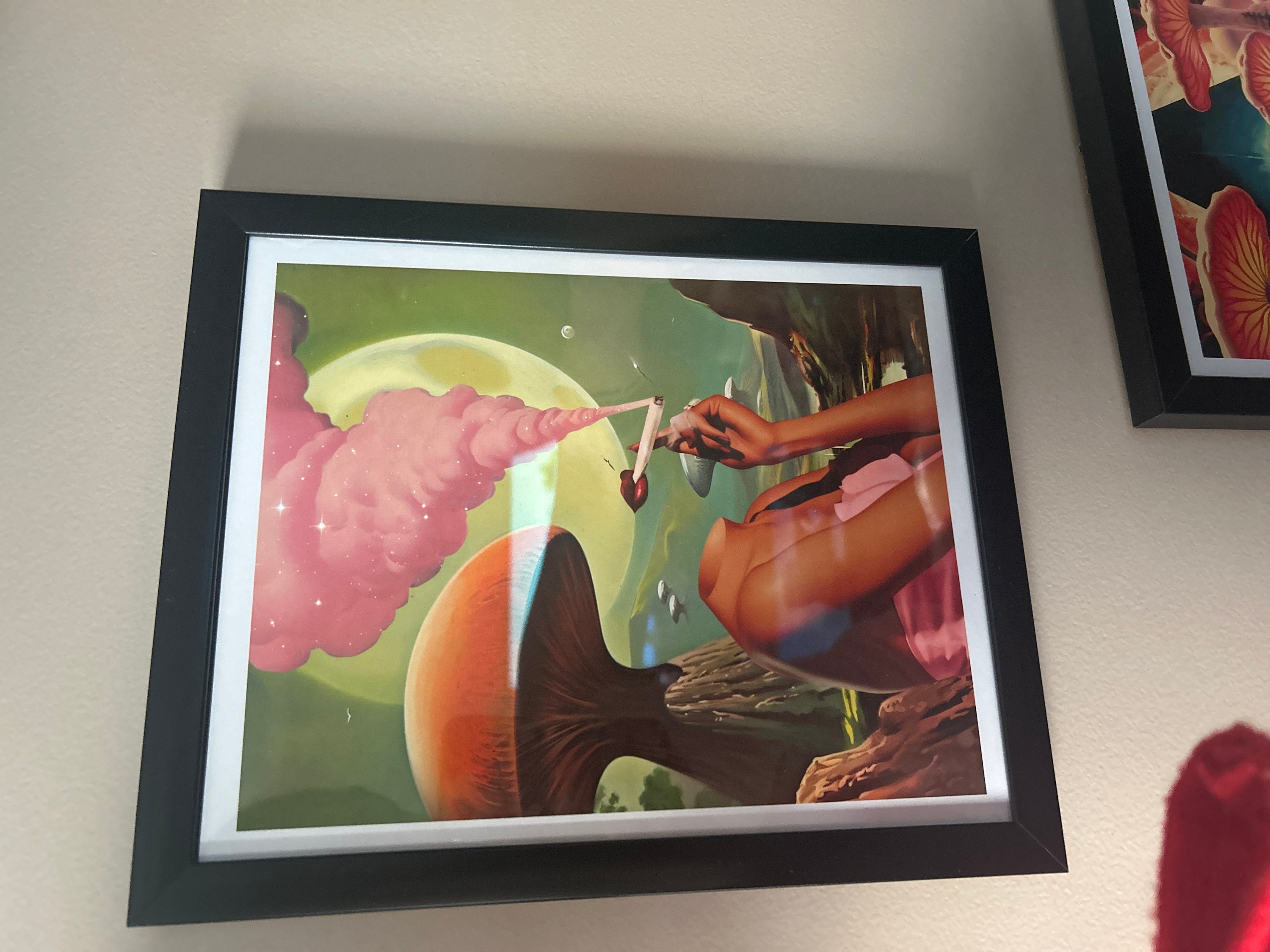 Egoless (Retro Surreal Art, Mushroom Art, Cannabis Poster, Vintage Wall Print, Trippy Wall Art)