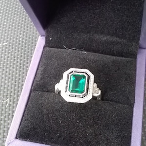 Art Deco Inspired Emerald Cut Ring With Channel Set Blue - Etsy