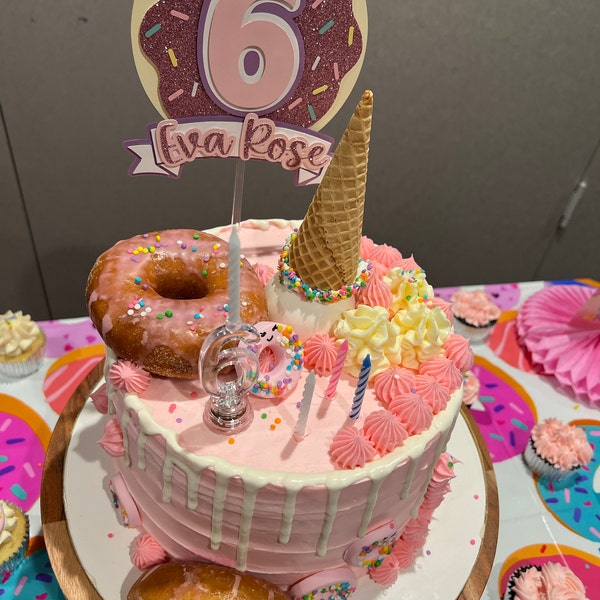 Donut Theme Cake Topper Pink Donut Cake Topper Donut Party Donut