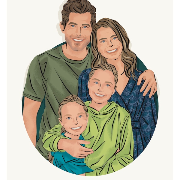 Custom Family Portrait Illustration (digital Portrait) - Etsy