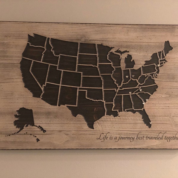 Push Pin Map of the United States, Customized Text US Map to Mark ...