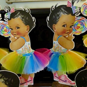 Baby Girl 3 Skin Tones Puffs Clipart Instant Download Princess Rainbow Tutu Head Bow Sneakers Boombox Pastels