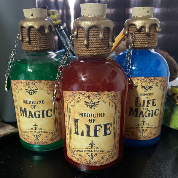 The Legend of Zelda Red, Green and Blue 3 Potion Bundle Inspired by the ...