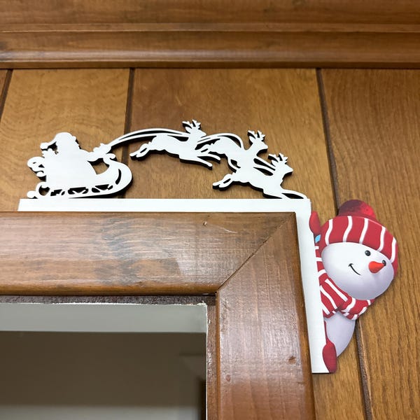 2 Cardinals Wooden Door Corner Sign, Red Birds Christmas Door Topper ...