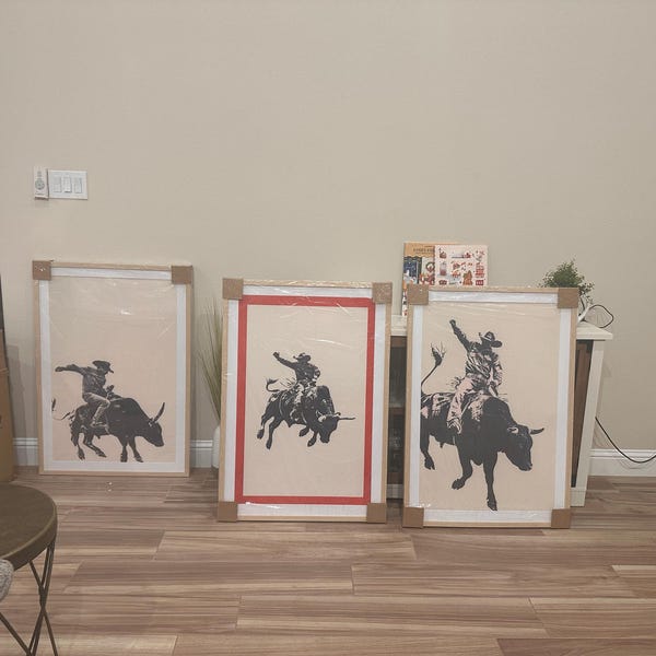 Gothic Western Bull Rider Print - Minimalist Rodeo Wall Decor - Etsy