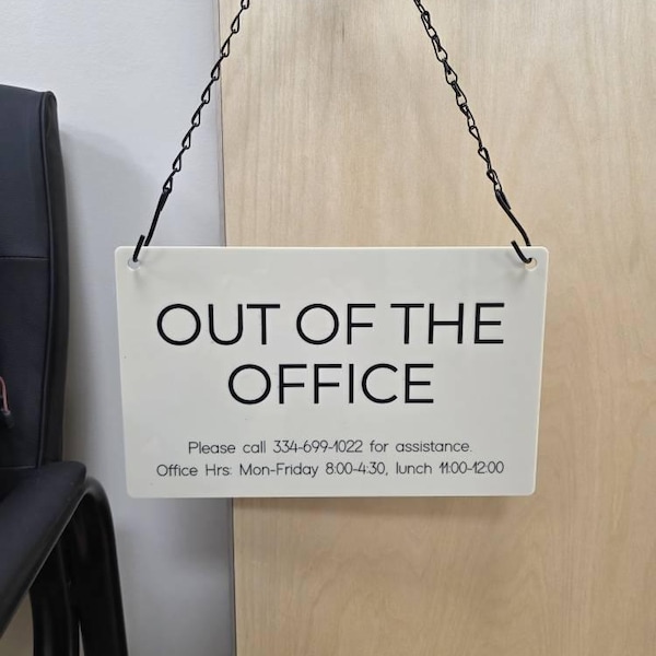 Hanging Acrylic Sign & Black Metal Chain (D9) - 11.5x7