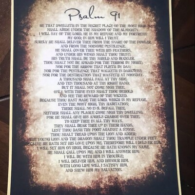 Psalm 91 KJV. Psalm 91 Poster. A Soldiers Psalm. Prayer for God's ...