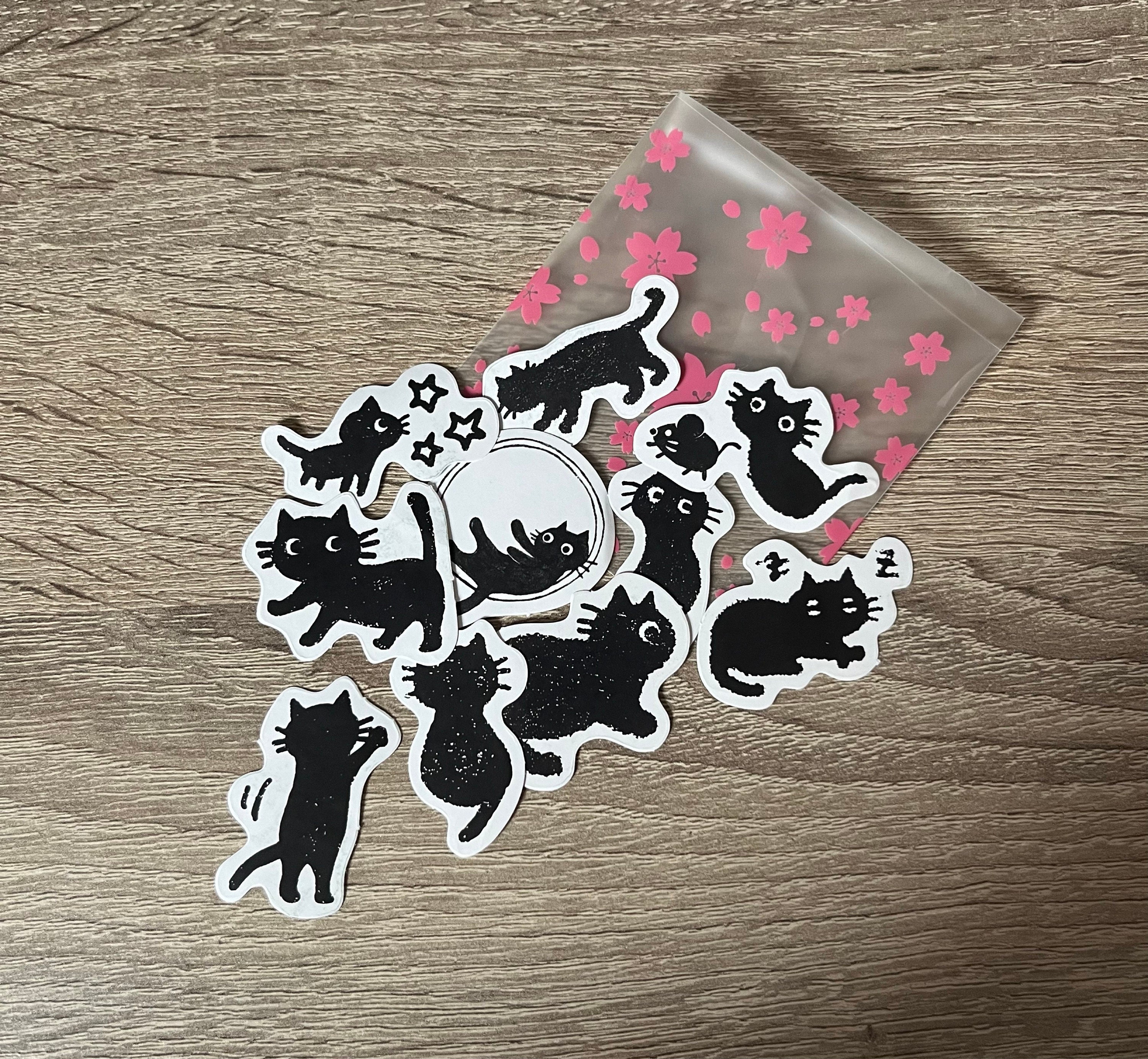 Black Cat Stickers, Planner Stickers, Diary Stickers, Card making, Korean Stickers, Tiny Craft Stickers, Scrapbooking Supply, black cat gift