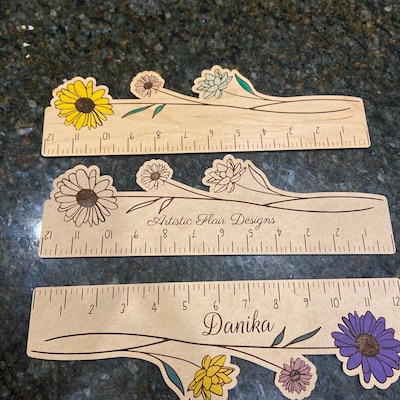 12 Ruler Svg, Floral Ruler Svg, Laser Cut Ruler, Wooden Ruler Svg ...