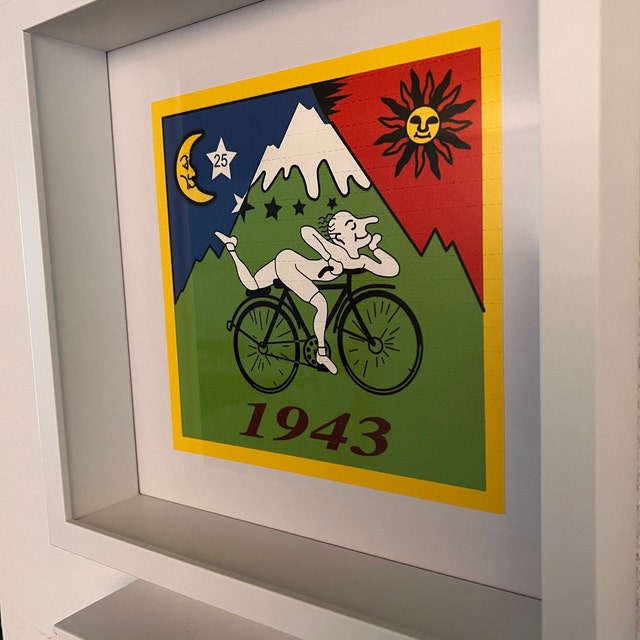 ブロッターアート「アルバート・ホフマン 自転車乗車記念碑」 18 cm x