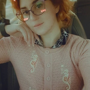 Black Cat Night Cropped Top Cardigan In Sage main image 1