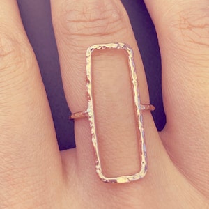 Rectangle Ring, Open Rectangle Ring, Long Modern Ring, Simple Open Ring ...