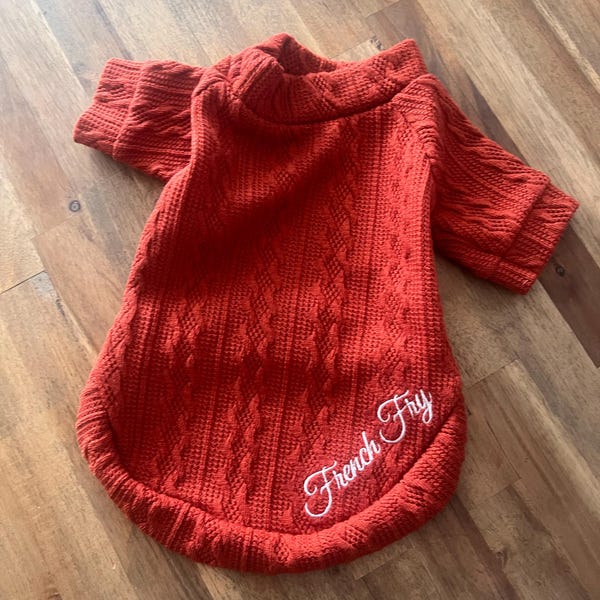 Navy Embroidery Dog Sweater