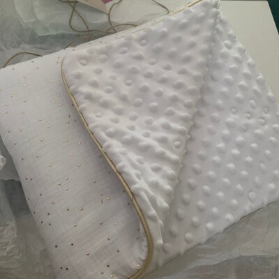 Couverture Bébé HOMDO 150x115cm - 100% Coton - Minky Doux - Lavable Machine - Pour Poussette, Lit