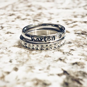 Personalized Stacking Birthstone Ring, Personalize Jewelry, Hand ...