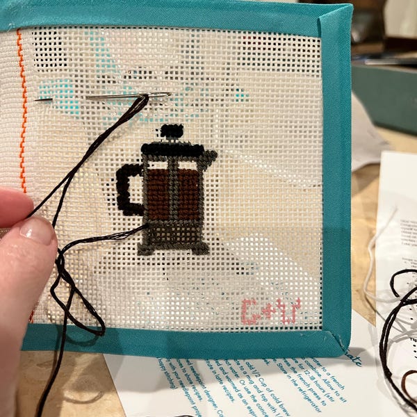 Toile à Broder (Canvas) Zweigart 18 Mono - Motif Bonhomme De Neige #1 - Peinte Main - Neuf USA