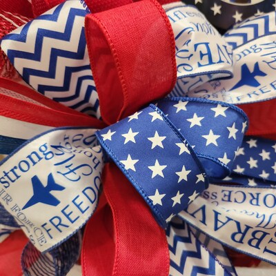 Wired Air Force Ribbon, Blue and White Wired Ribbon, 2.5'' X 10 Yards ...
