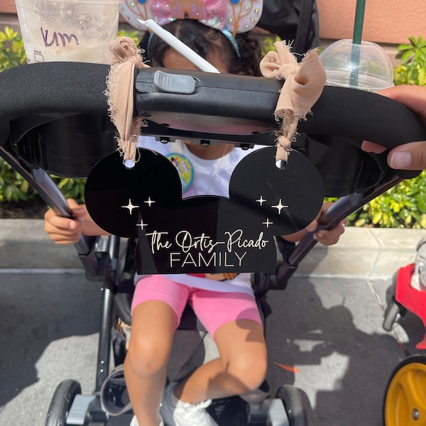 Mouse Ears Stroller Tag | Park Stroller Tag | Theme Park Name Tag ...