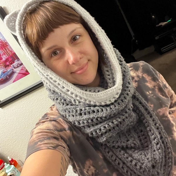 PDF Crochet Pattern - Bohemian Hooded Cowl Scarf - Boho Scarves With ...