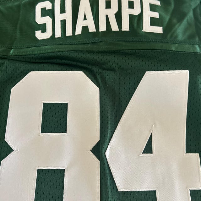 STERLING SHARPE Green Bay Unsigned Custom White Sewn New