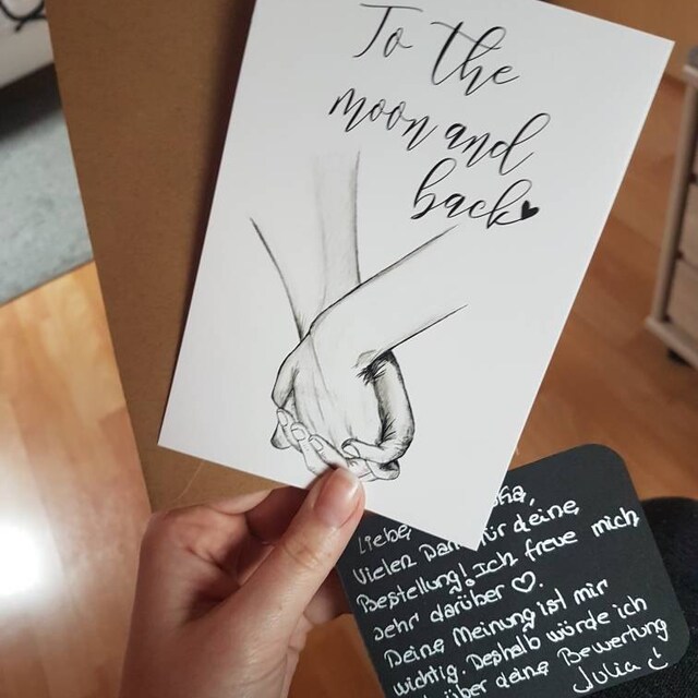 Hochzeitstagskarte 'Love You To The Moon And Back' – Blanko Innen, Mit Umschlag, Für Ehepartner