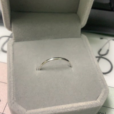 1.5mm Simple Thin Plain Wedding Band, Half Dome in 14k Solid Gold ...