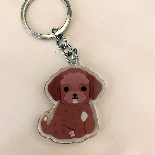 Cavapoo Cavoodle Acrylic Mixed Dog Breed Keychain | Cartoon Kawaii Art ...