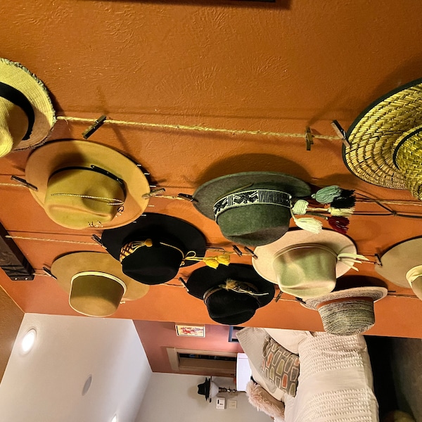 Hat Organizer - Hat Wall Hanging - Fedora Display - Hat Rack ...