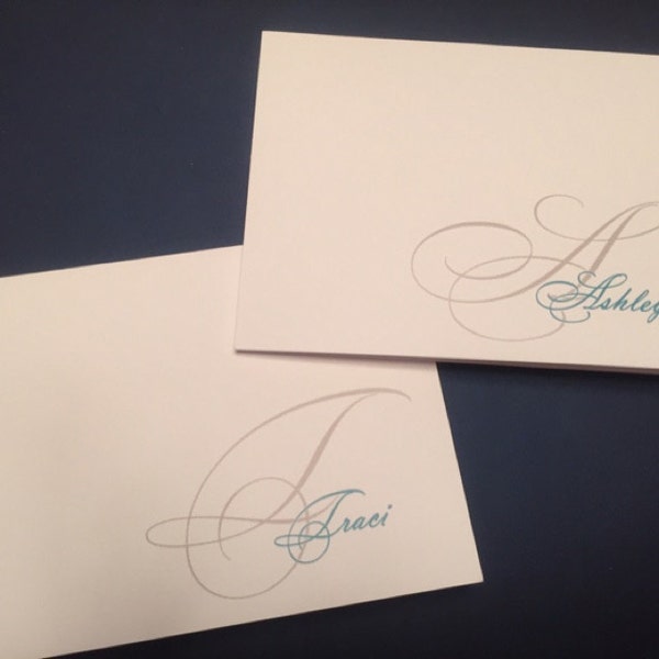 Monogram Stationery - Set of 10 - Folded Note Cards - NAME MONOGRAM - Etsy