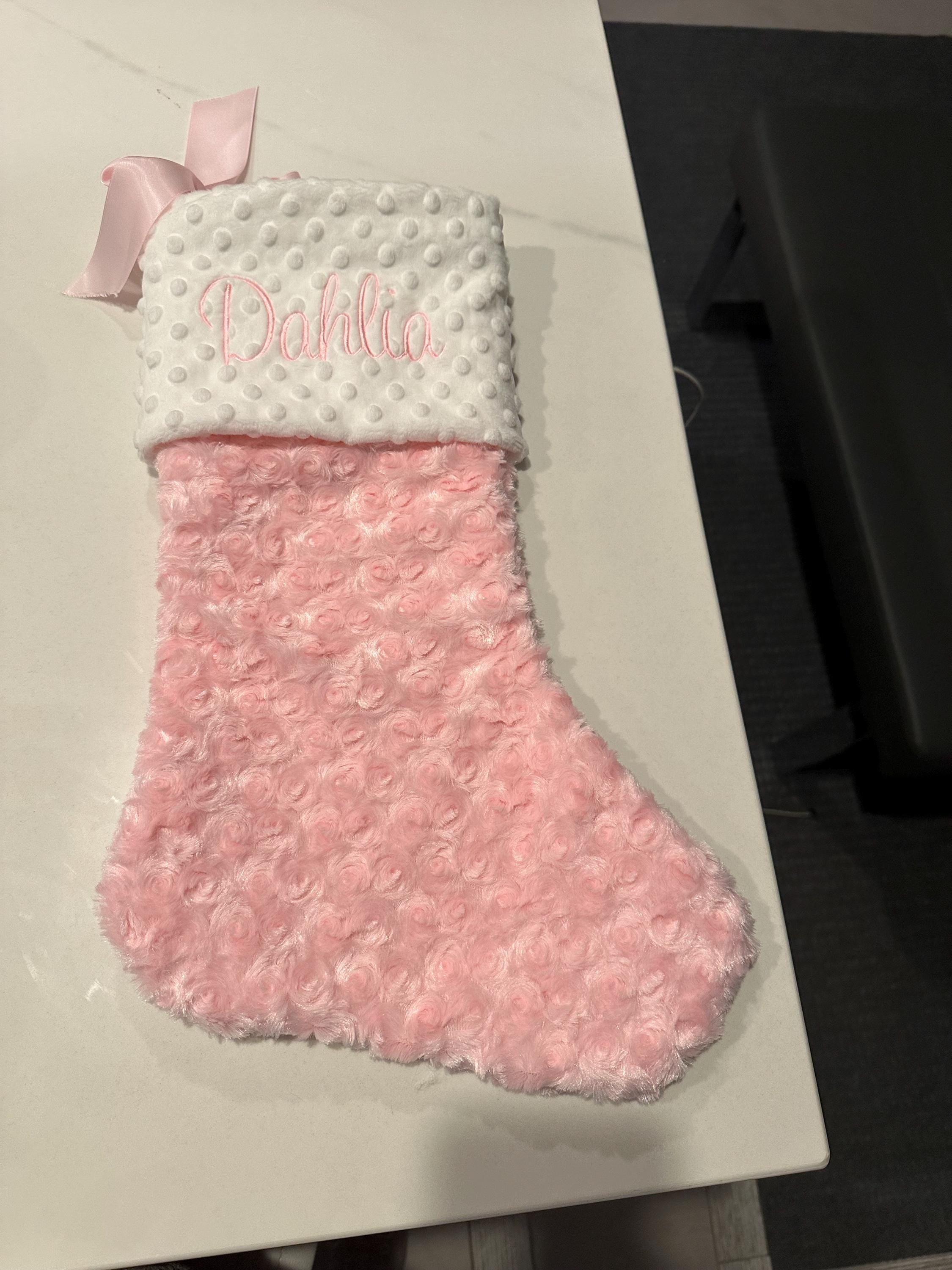 Personalized Christmas Stocking Baby's Girls First Christmas, Baby Pink Christmas stocking