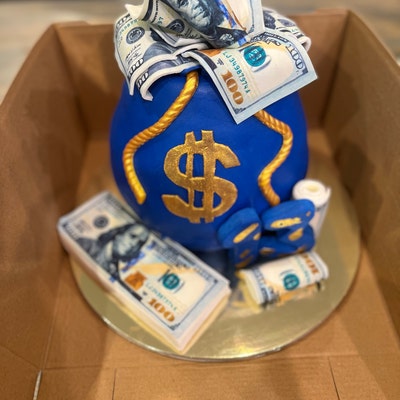 Blue Face 100 Dollar Bills EDIBLE Cake Images, Birthday Bills Cake, 100 ...