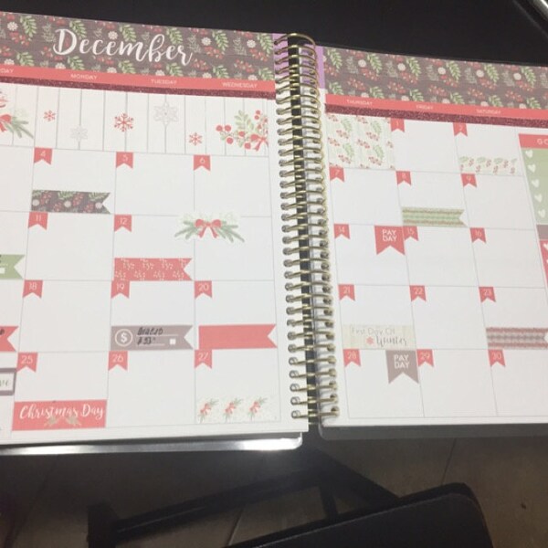 Printable Planner Stickers Rustic Christmas Monthly View Kit! W/ Cut ...