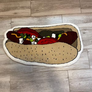 Handmade Tufted Chicago Hot Dog Rug – Food-inspired Home Decor