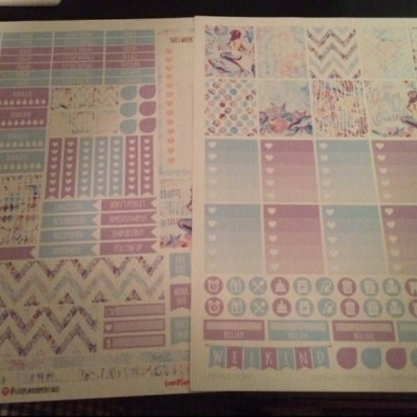 Lavender Mermaid Digital Printable Planner Stickers Weekly Stickers for ...