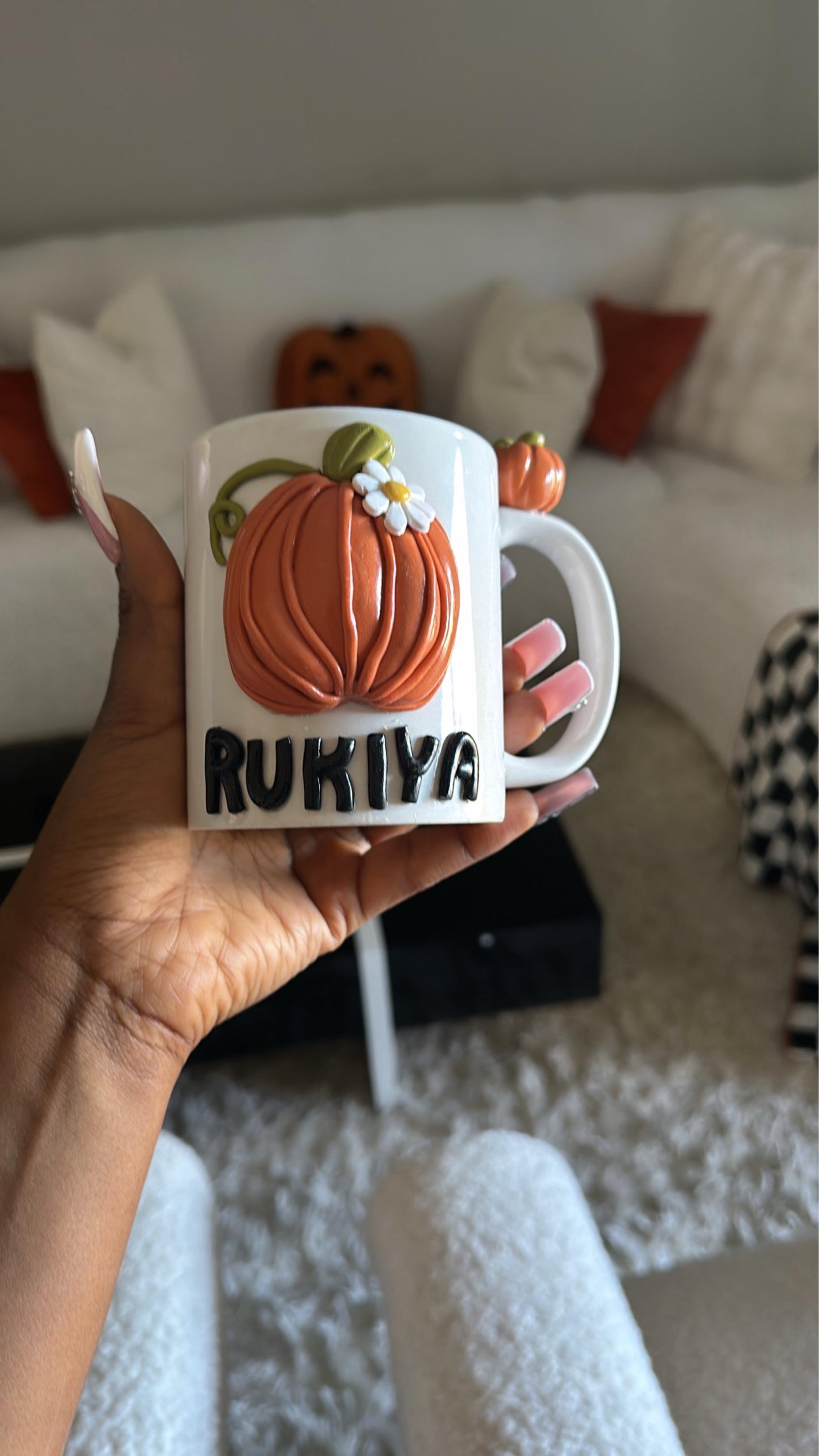 Fall Pumpkin Ghost Mugs/ Halloween Coffee Mug/ Spooky Cute Cup/ Fall Planter Decor/ Pink Halloween/ Autumn Ceramic Mug/ Pottery Art