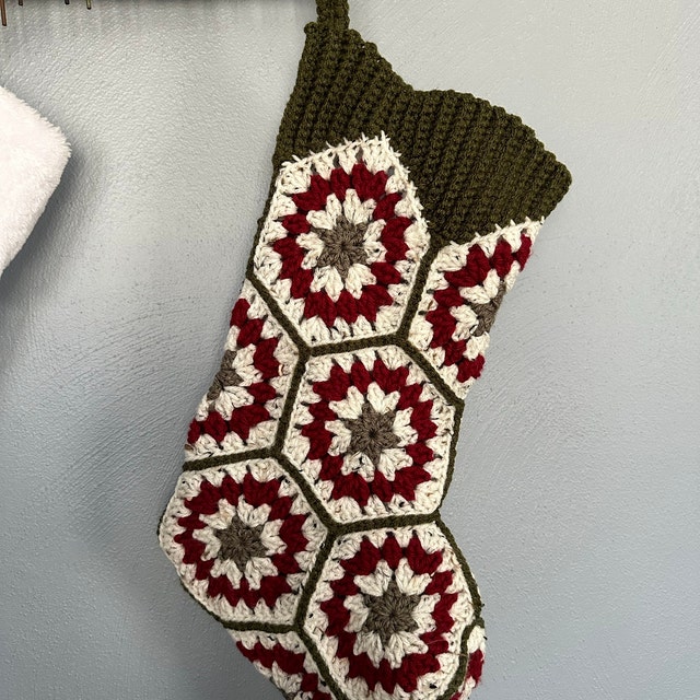 A customer's finished Hexagon Granny Stocking Crochet Pattern