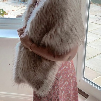 blush faux fur shawl