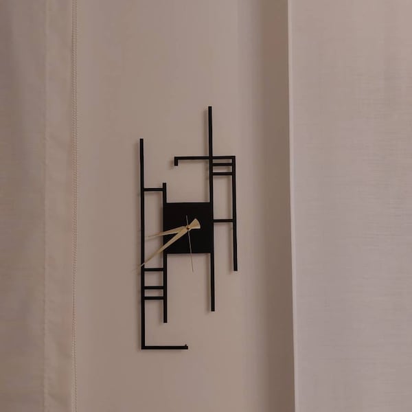 Modern Minimalist Wall Clock, Rectangle Silent Metal Wall Clock Art ...