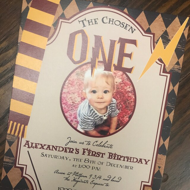 Harry Potter Birthday Invitation Harry Potter First Birthday Etsy