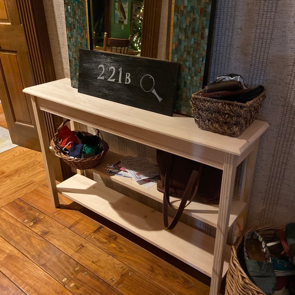Handmade 48" Santa Fe Unfinished Pine Console Table For Hallway Or Entryway (White Pine)