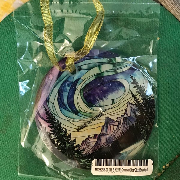 Aurora Borealis Stained Glass Ornament | Northern Lights Over Mountains ...